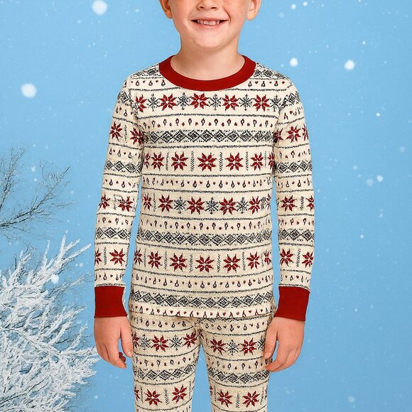 NWT White & Red Snowfall Snuggle Pajama Set – Nordic Winter Vibes Size 10 - Picture 6 of 6